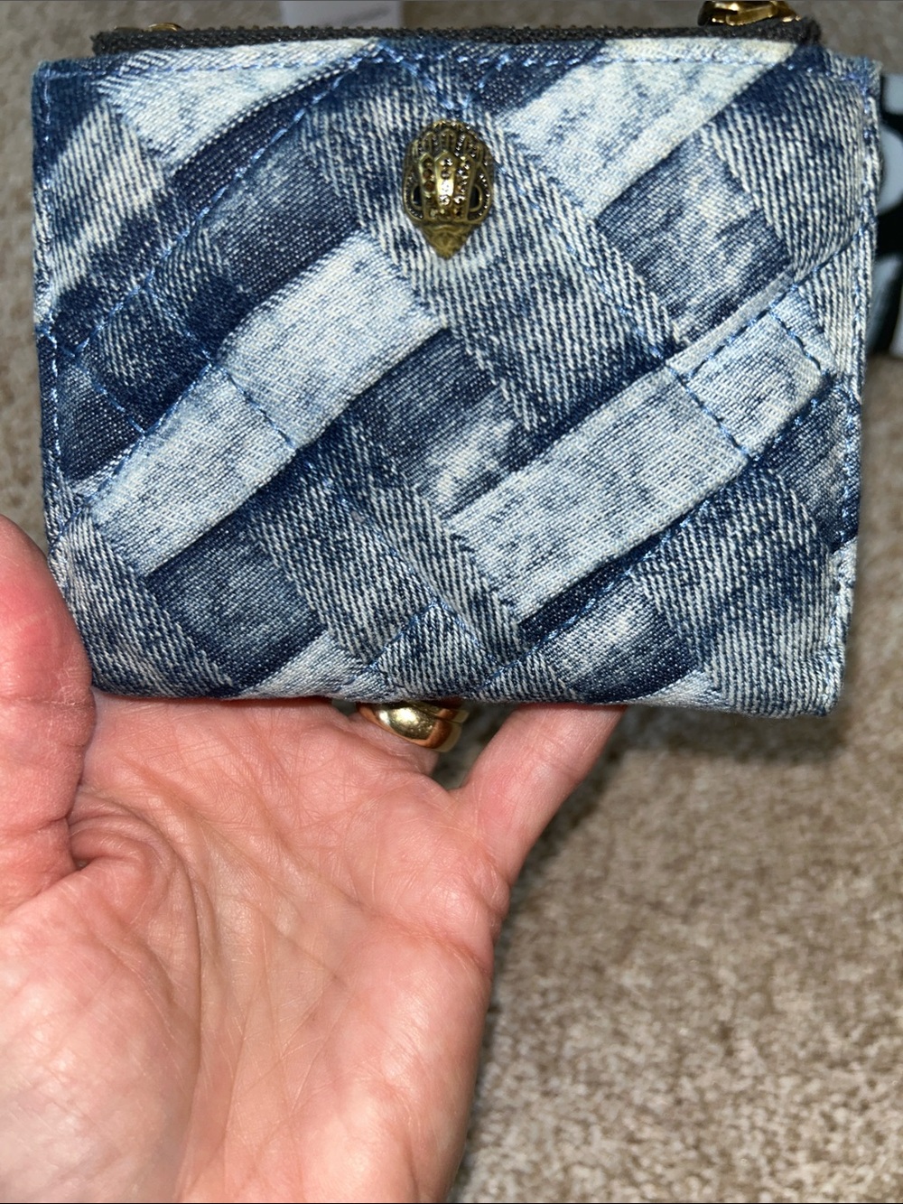 Denim Weave Shoulder Bag in Blue with wallet and dust bag - Picture 7 of 12
